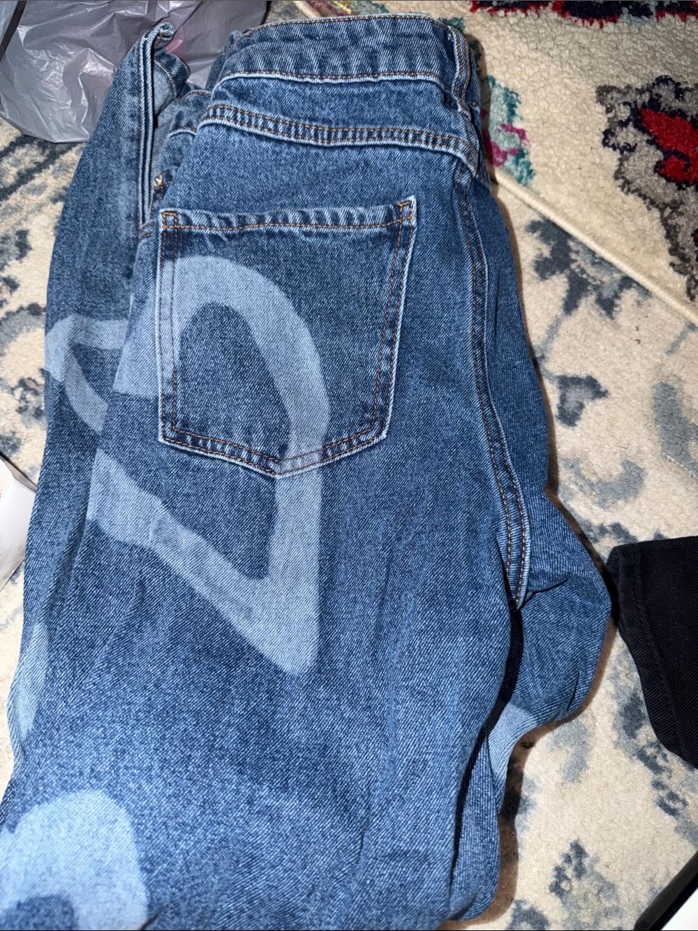 Relaxed Women's Blue Patterned Denim Jeans